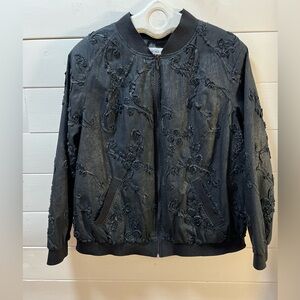 LANA LEE – Black Embroidered Bomber Jacket size 20